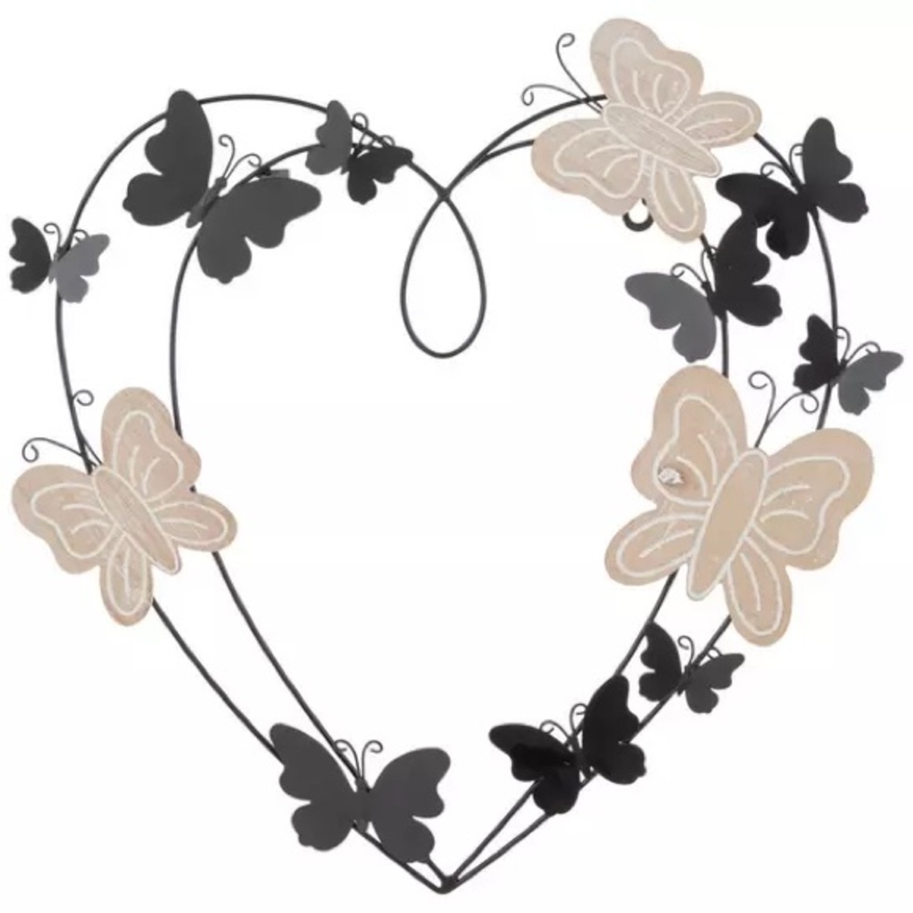 Hobby Lobby Heart Butterfly Wall Art - Black and Cream NWT - Picture 1 of 2